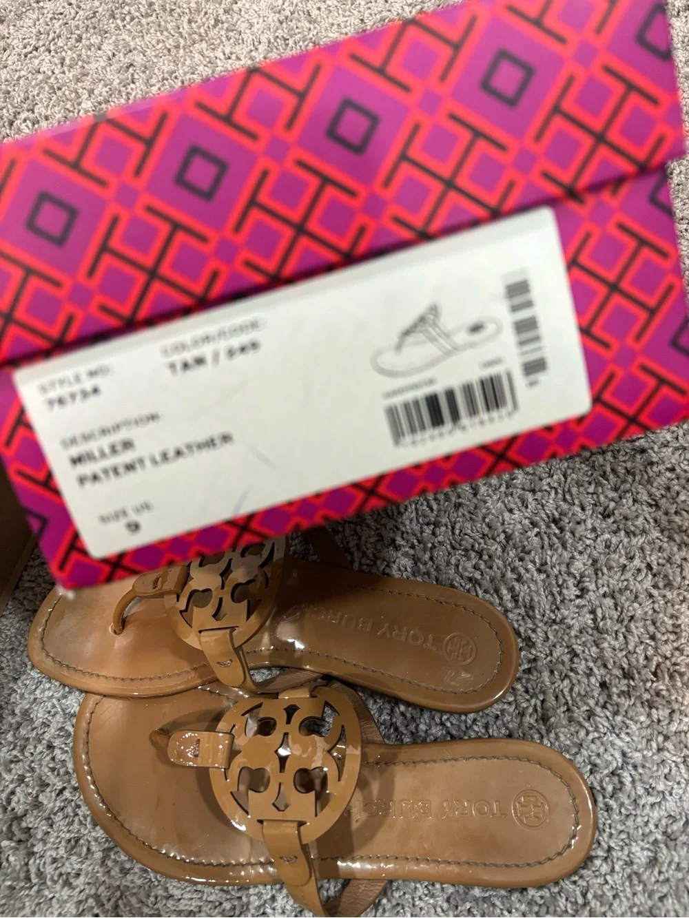 Tory Burch Miller Leather Thong Sandals - Tan